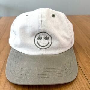 Yellow 108 Hat Smiley Face Hemp Organic Cotton Baseball Adjustable Leather Strap